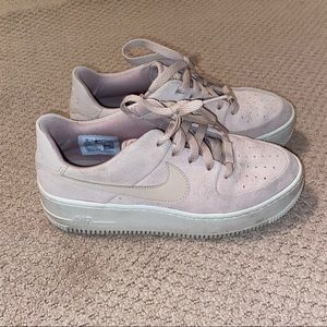 suede platform nike Air Force 1’s light pink